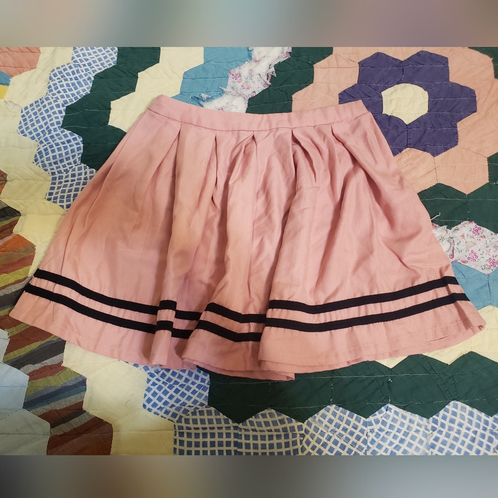 Pink With Black Stripes Hot Topic Skirt